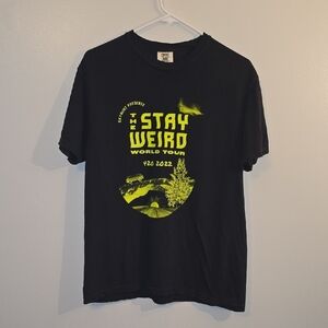 Comfort Colors Black STAY WEIRD WORLD TOUR 4/20/2022 Tee Yellow Text LOT-R1
